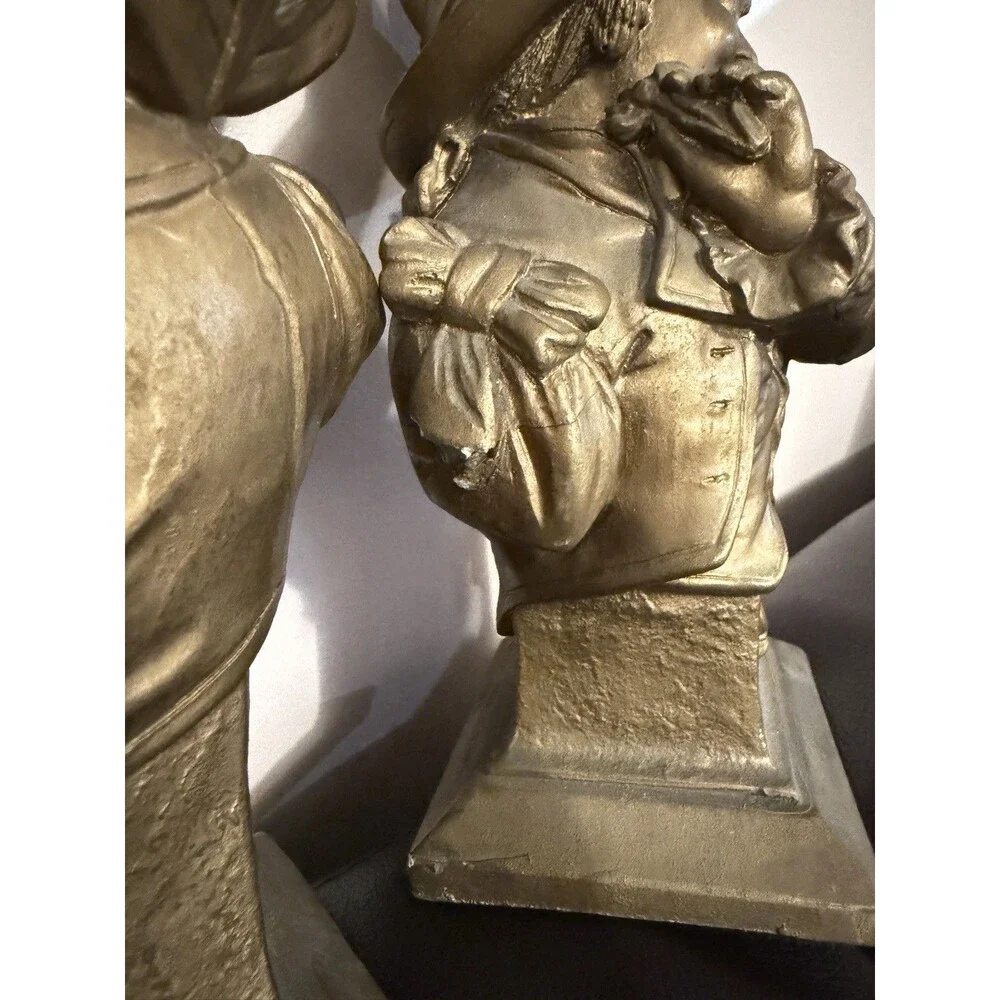 Vintage 1964 ESCO Products Chalkware Bookends Bust Set Boy & Girl E. Villanis